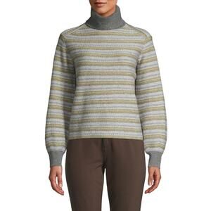 Vince Cashmere and Wool Gray Striped Turtleneck Sweater Cozy Slouchy Size XS